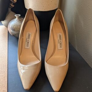 Jimmy Choo Nude Patent Leather Pumps